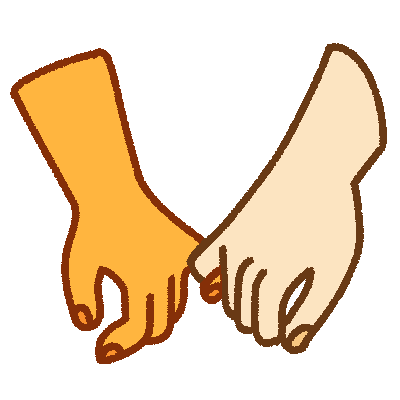 a yellow hand and a pale pink hand with their pinkie (smallest) fingers interlocked